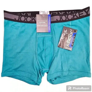 Jockey Sport Cotton Performance Boxer Briefs Keyhole Teal #8060 Size L or XL